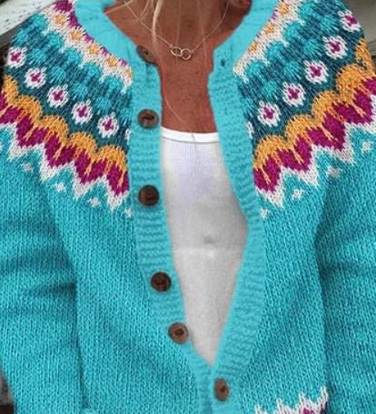 Angelika - Vest met Noors patroon - Lichtblauw vest