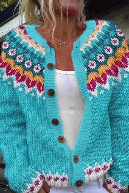 Angelika - Vest met Noors patroon - Lichtblauw vest