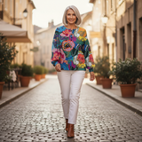Anouk - Trui met grote bloemen - sfeerbeeld