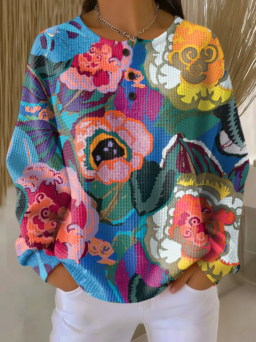 Anouk - Trui met grote bloemen - Meerkleurig
