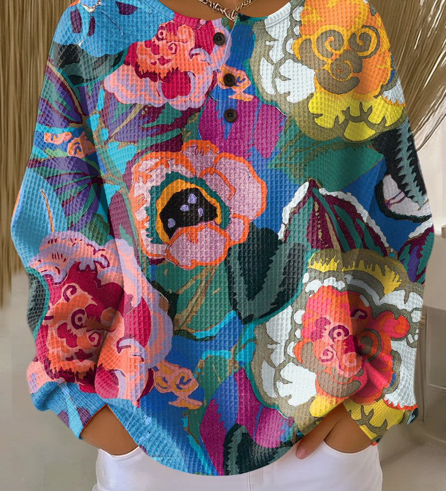 Anouk - Trui met grote bloemen - Meerkleurig
