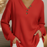Willemien - Effen trui met V-hals - Rood