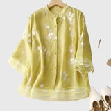 Nellie Elegante Top met Geborduurde Bloemen