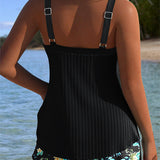 Sanne | Gestreepte Tankini met Tweedelige Strandshort