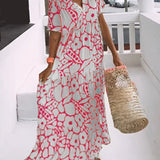 Losse jurk met V-hals en print