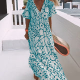 Losse jurk met V-hals en print