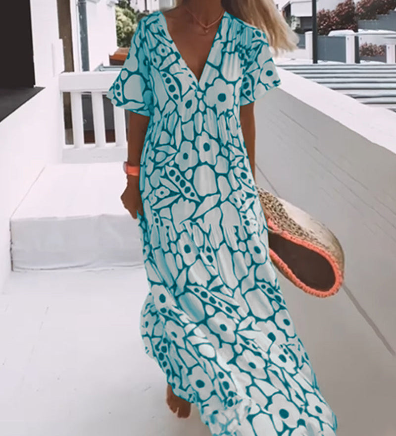 Laluna® | Losse jurk met V-hals en print