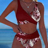 Bikini met bloemenprint in contrastkleuren
