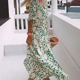 Losse jurk met V-hals en print