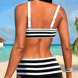 Maaike | Gestreepte Bikini met Hoge Taille