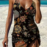 Fiesta – Grafische bloemen tankini met short, effect platte buik