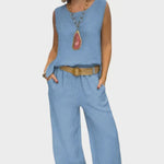 Ingrida - Bohemian tweedelige set - Blauw