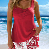 Tweedelige tankini met bedrukte short