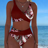 Bikini met bloemenprint in contrastkleuren