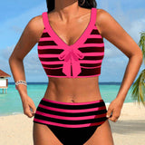 Maaike | Gestreepte Bikini met Hoge Taille