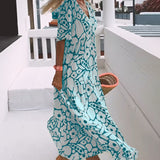 Losse jurk met V-hals en print