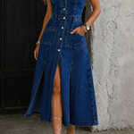 Janine - Denim giletjurk met open voorkant