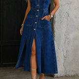 Janine - Denim giletjurk met open voorkant
