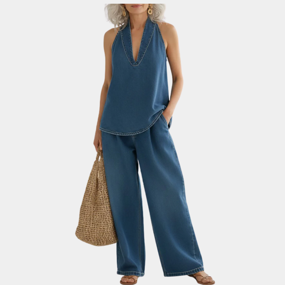Roelie - Tweedelige denimset met vintagewassing