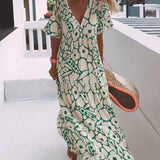 Losse jurk met V-hals en print