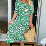Fleur | Midijurk met ronde hals en stippenprint