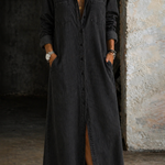 Thirza - Denimjurk met knoopsluiting - Zwart