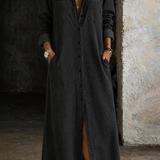 Thirza - Denimjurk met knoopsluiting - Zwart