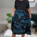 Renske | Patchworkjurk met ronde hals en bloemenprint