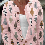 Charlotte - Vest met kattenpatroon - Roze vest