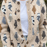 Charlotte - Vest met kattenpatroon - Beigekleurig vest