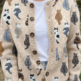 Charlotte - Vest met kattenpatroon - Beigekleurig vest