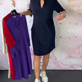 Nienke | Effen jurk met V-hals