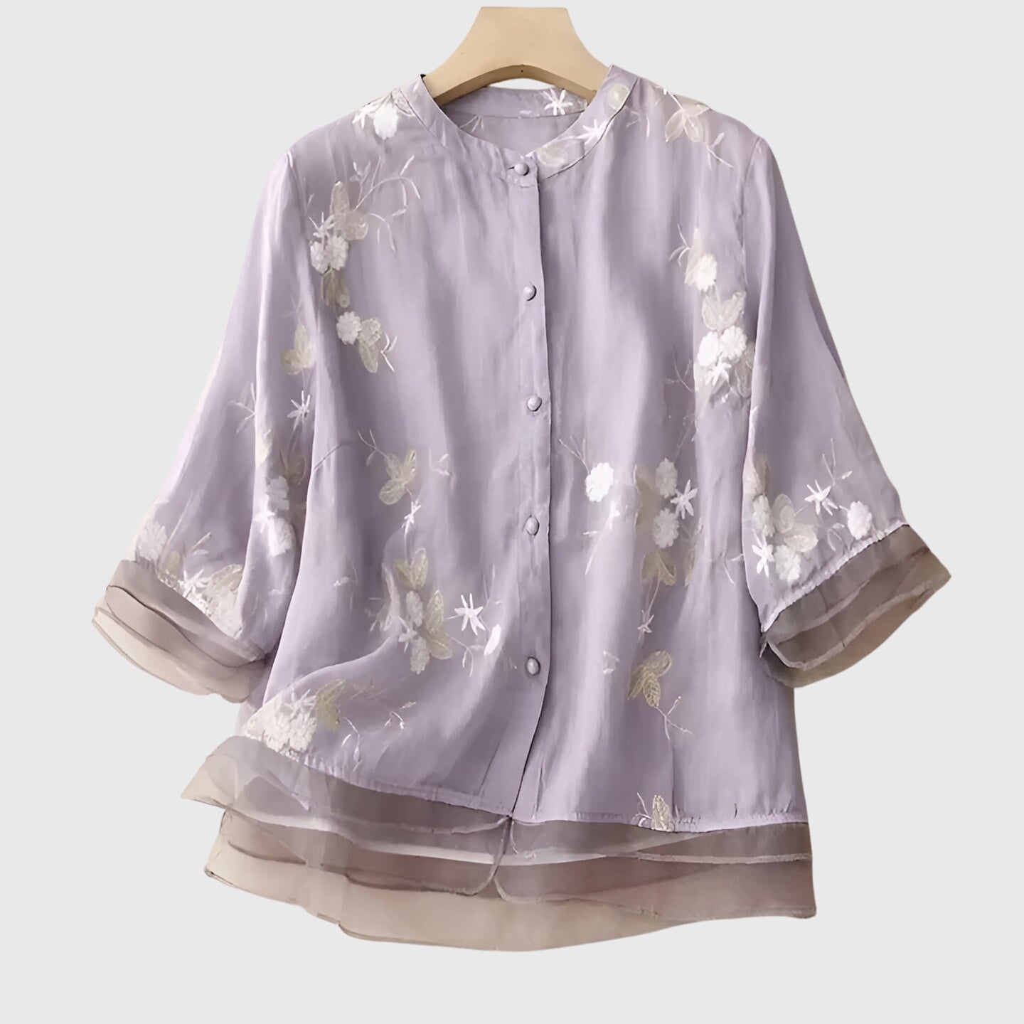 Nellie Elegante Top met Geborduurde Bloemen