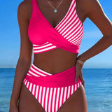 Bikini met kruisende strepen