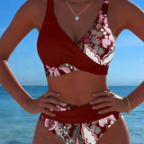 Bikini met bloemenprint in contrastkleuren