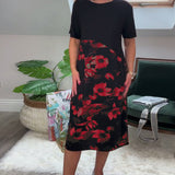 Renske | Patchworkjurk met ronde hals en bloemenprint