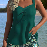 Sanne | Gestreepte Tankini met Tweedelige Strandshort