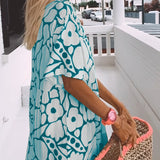Losse jurk met V-hals en print