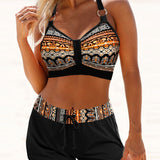Maryan - Geometrisch Patroon Bikini met Hoge Elastische Tailleband