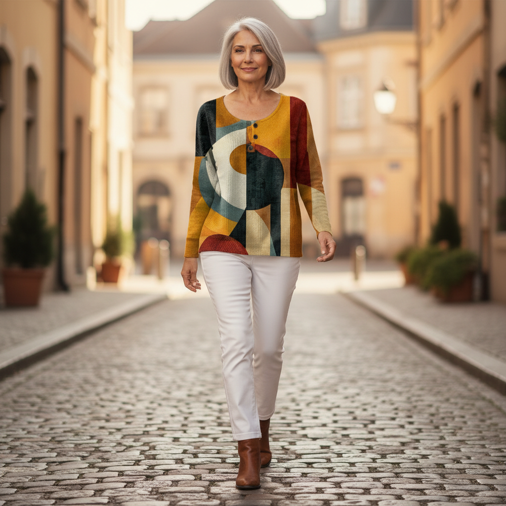 Sanne - Trui met geometrisch patroon - sfeerbeeld