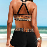 Maryan - Geometrisch Patroon Bikini met Hoge Elastische Tailleband