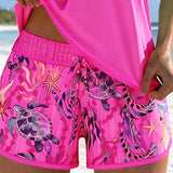 Tankini met zeeprint en split