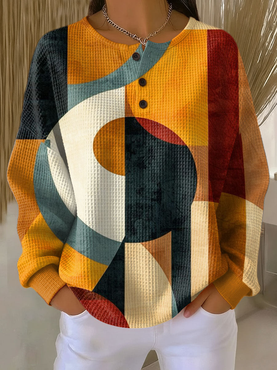 Sanne - Trui met geometrisch patroon - Oranje