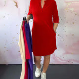 Nienke | Effen jurk met V-hals