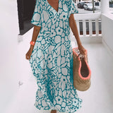 Losse jurk met V-hals en print