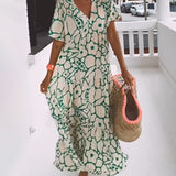 Losse jurk met V-hals en print