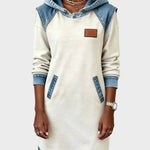 Jantien - Sweatjurk met capuchon in jeanslook - afbeelding 8