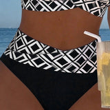 Tweedelige bikini met ruitprint