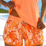 Tankini met zeeprint en split
