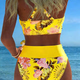 Bikini met bloemenprint en v-hals
